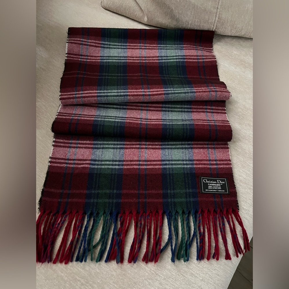 Christian Dior Plaid Scarf - Made in England Cashmere elegant unisex sca…